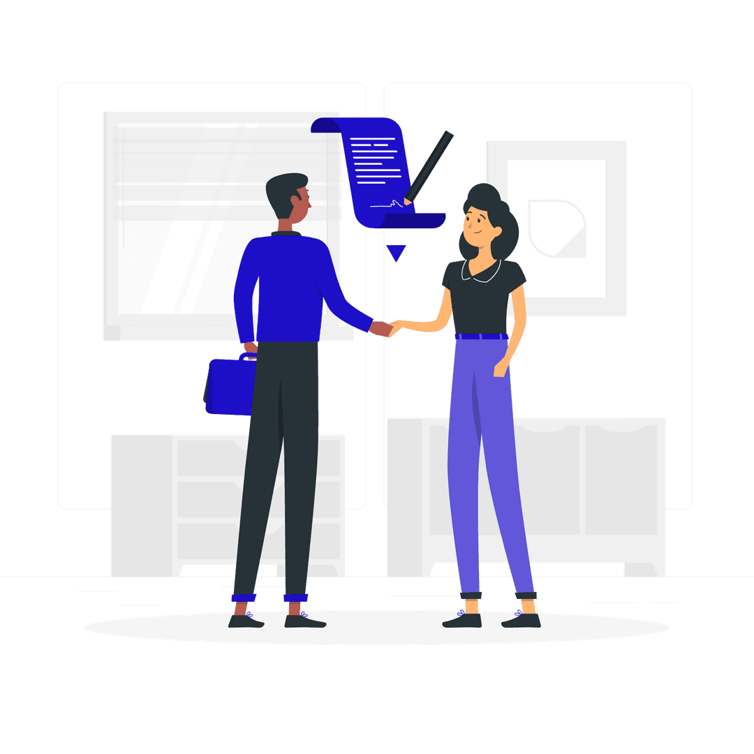 Homem e Mulher pesquisando apertando as maõs